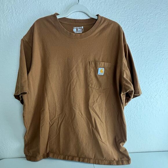 Carhartt Brown K87 Loose Fit Short Sleeve Pocket T-shirt Size 2XL - Picture 3 of 10